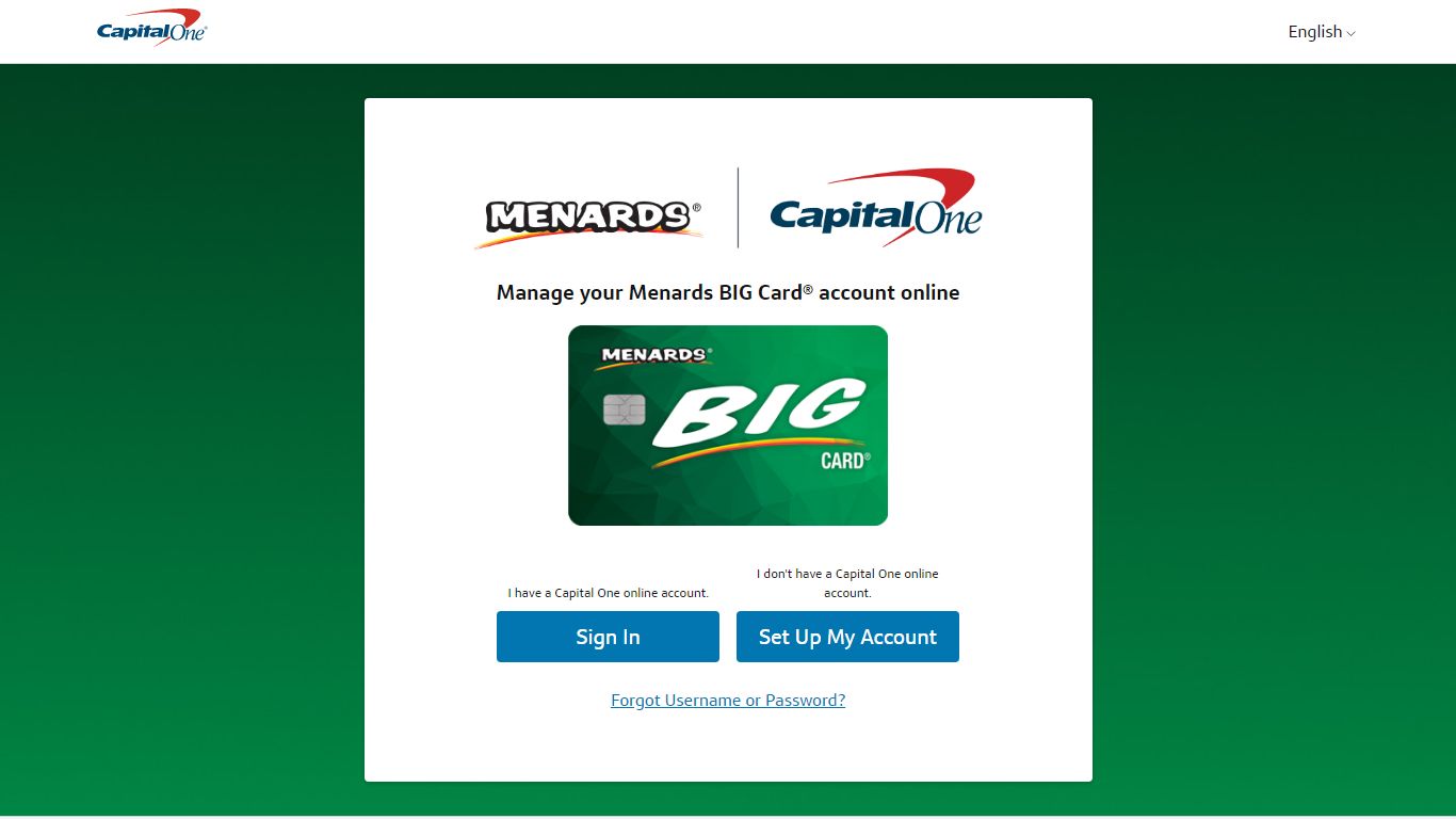 Menards Capital One Credit Card Login